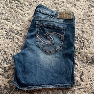 Silver Jeans Blue Jean Shorts with Decorative Stitching